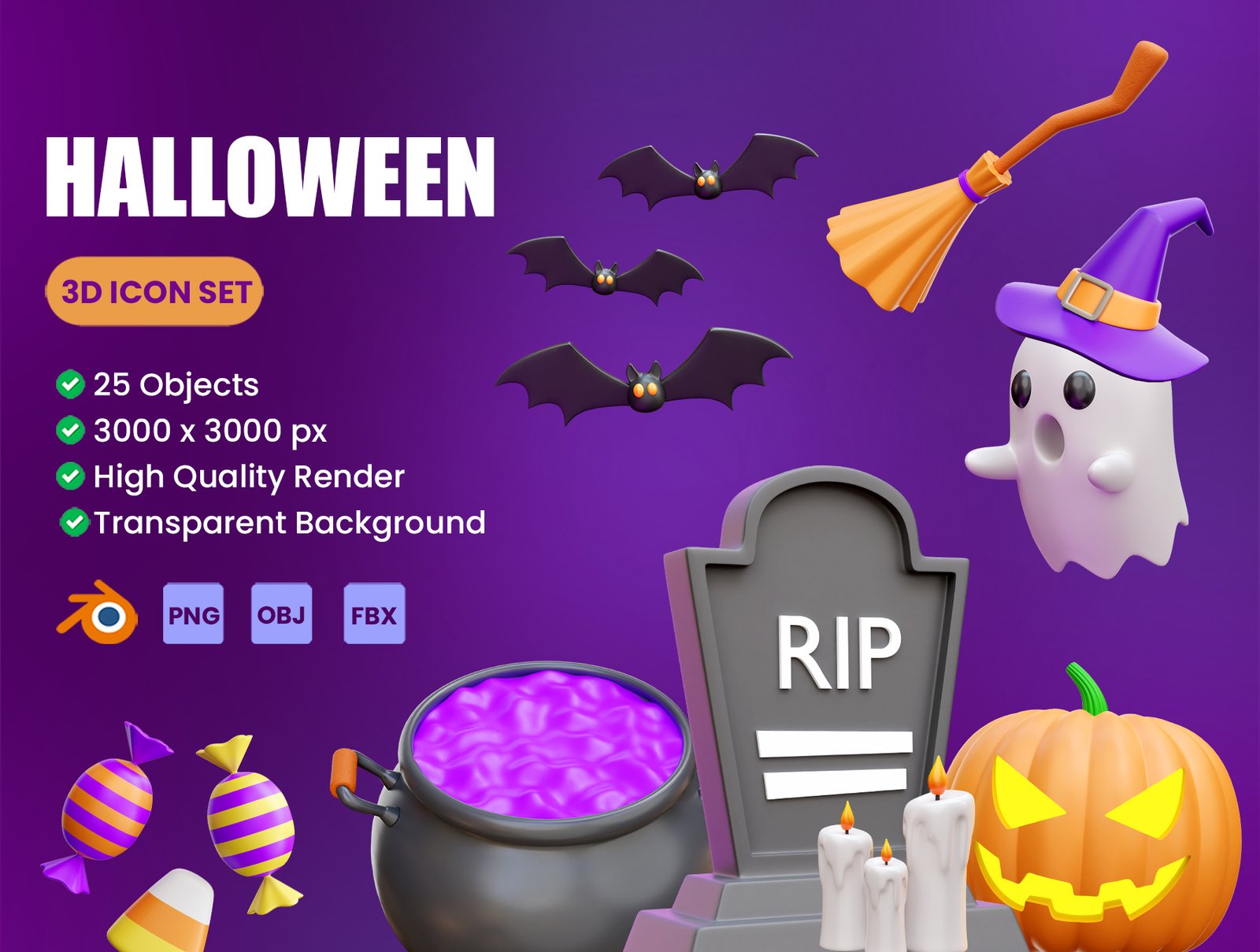 Halloween 3D Icon Illustrations