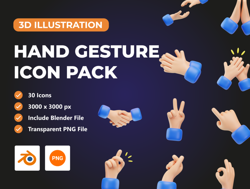 Hand Gesture 3D Icon Pack