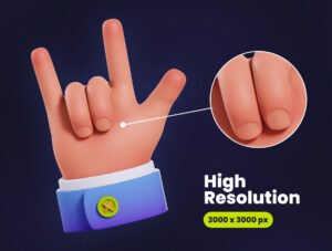 Hand Gestures 3D Illustration