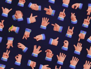 Hand Gestures 3D Illustration