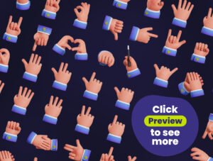 Hand Gestures 3D Illustration