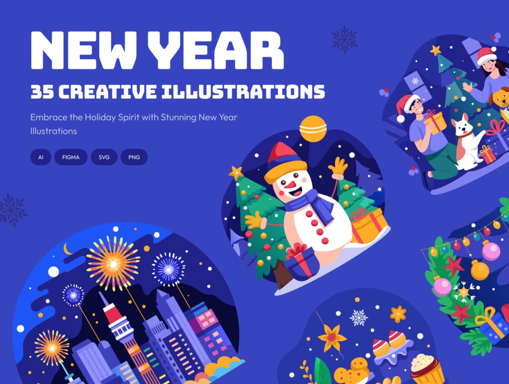 Happy New Year Illustration Pack
