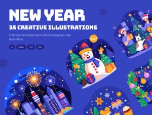 Happy New Year Illustration Pack