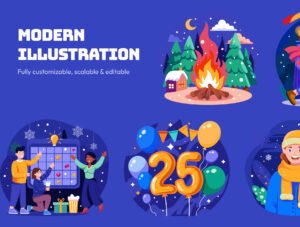 Happy New Year Illustration Pack