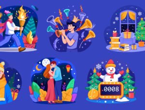 Happy New Year Illustration Pack