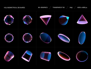 Holo Geometrical 3D Shapes Collection