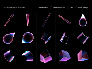 Holo Geometrical 3D Shapes Collection