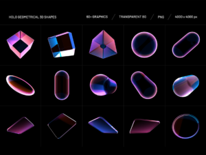 Holo Geometrical 3D Shapes Collection