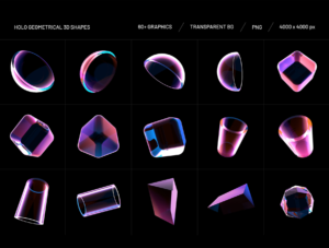 Holo Geometrical 3D Shapes Collection