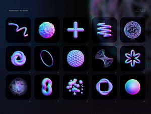 Holographic 3D shapes collection