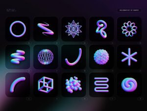 Holographic 3D shapes collection