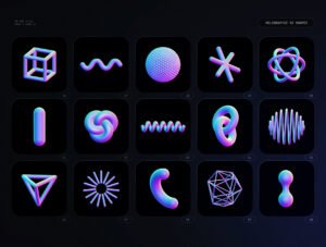 Holographic 3D shapes collection