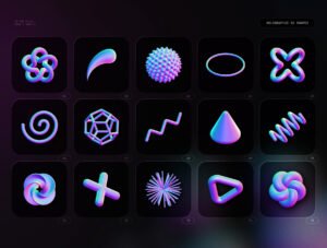 Holographic 3D shapes collection