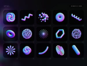 Holographic 3D shapes collection