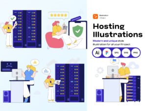 Hosting & Server Technology Illustration Pack