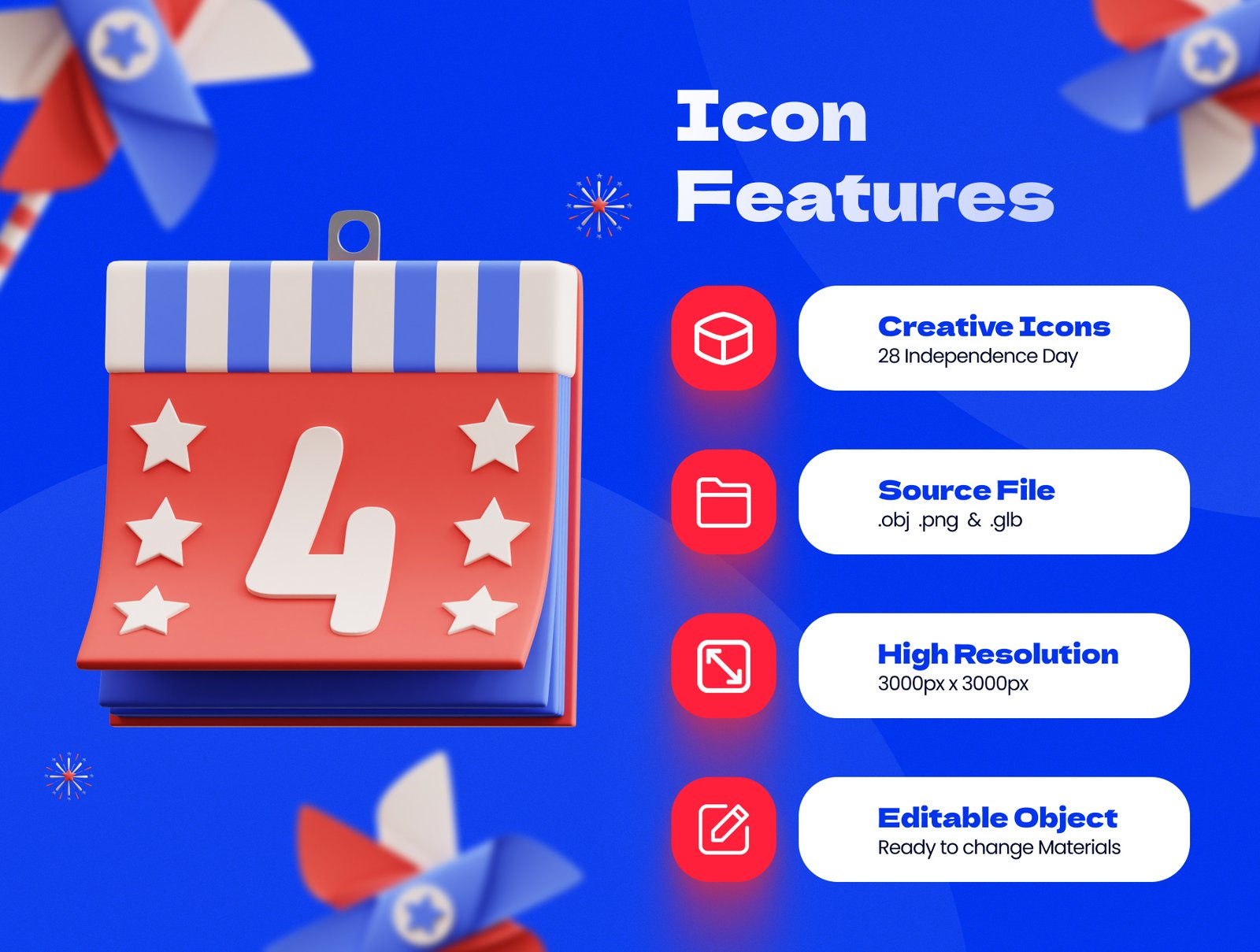 Independence Day 3D Illustrations