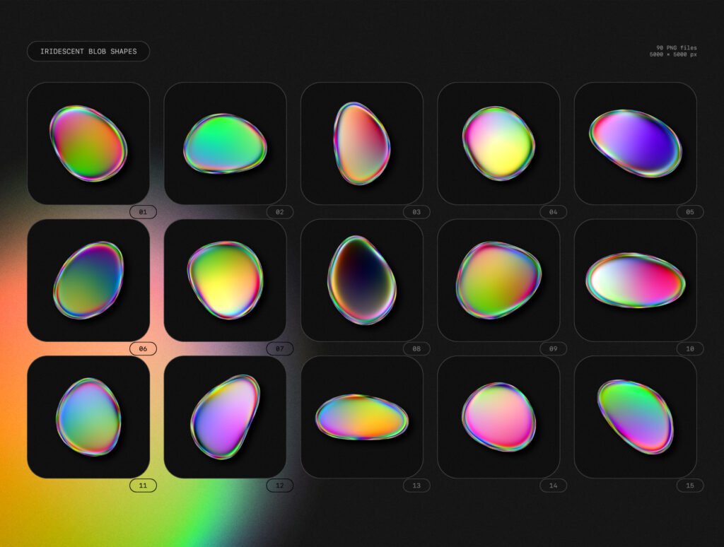 Iridescent blob shapes collection