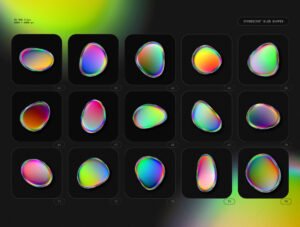 Iridescent blob shapes collection