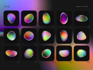 Iridescent blob shapes collection