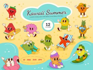 Kawaii Summer Illustration Set