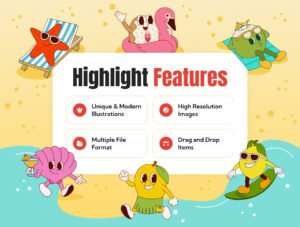 Kawaii Summer Illustration Set