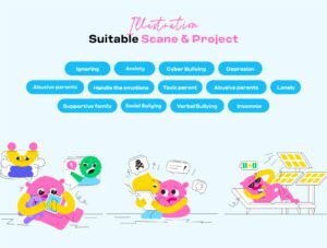Kids mental Health and bullying illustration
