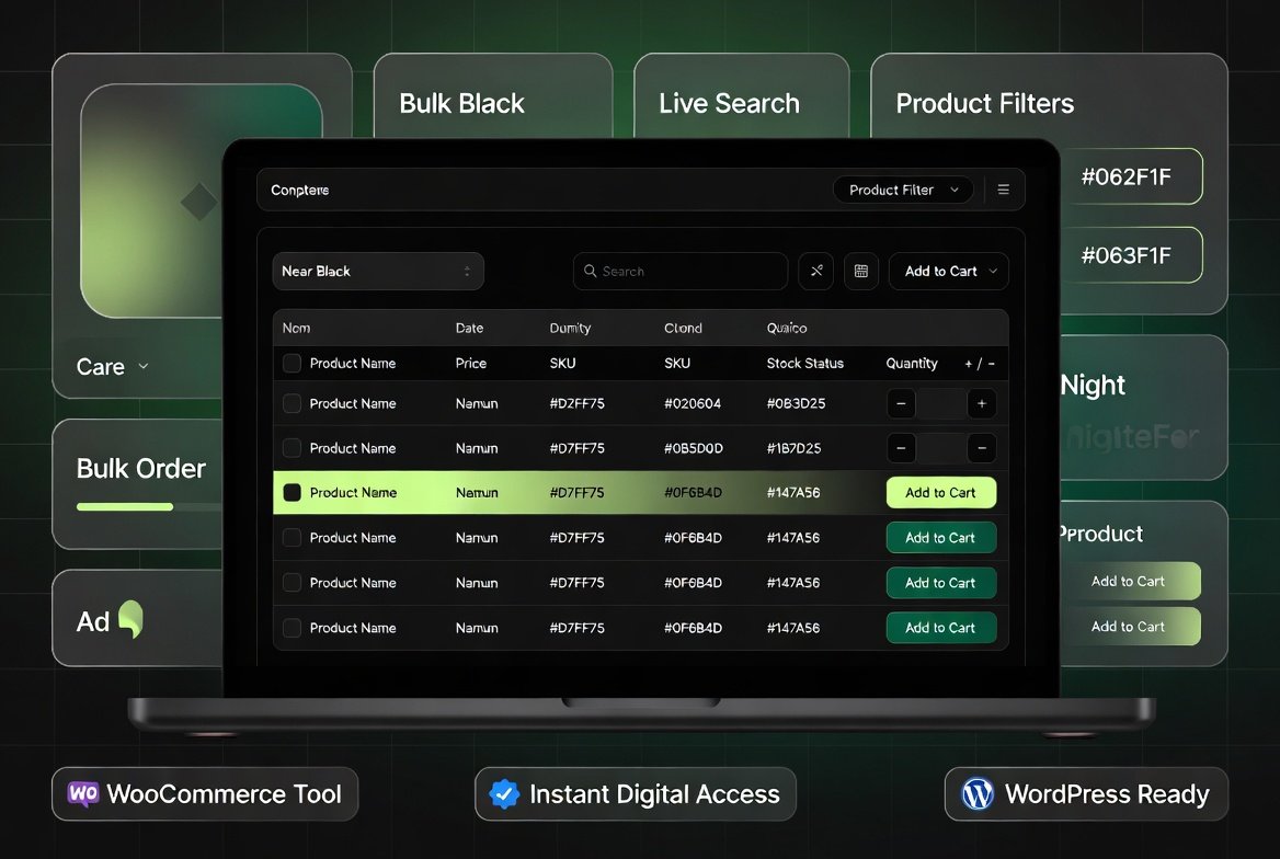 WooCommerce Product Table Plugin – Fast Searchable Product Listings & Bulk Order System