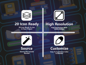 Library 3D Icon Pack