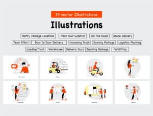Logistics Freehand Drawing Illustration Pack