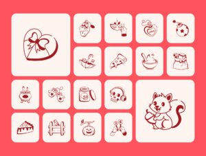 Love and Celebration Doodle Icons