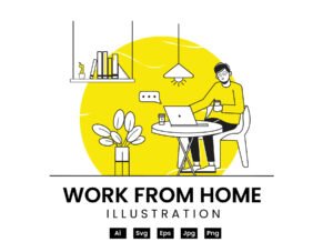 Man Work from home illustration