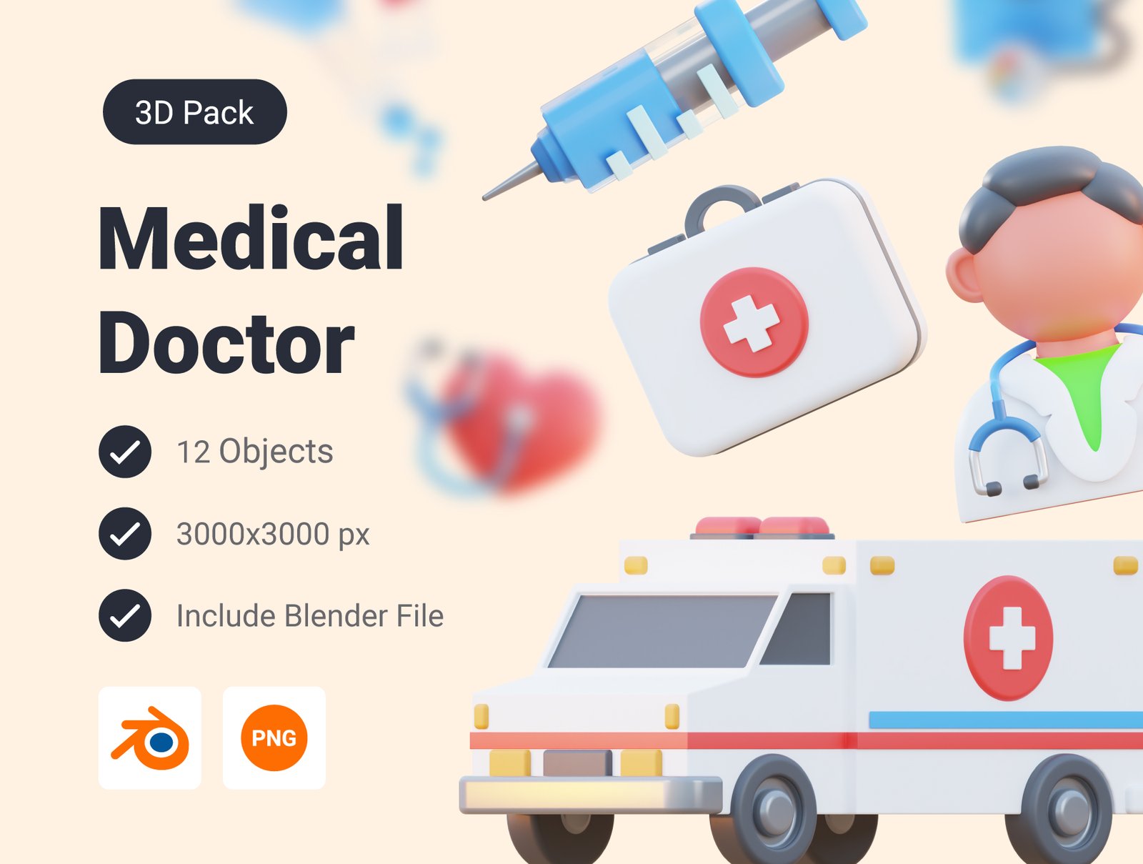 Medical & Doctor 3D Icon Pack