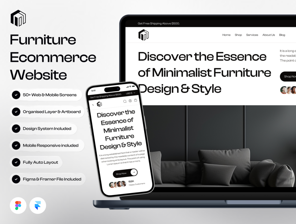 Melta - Furniture Ecommerce Website Framer Template