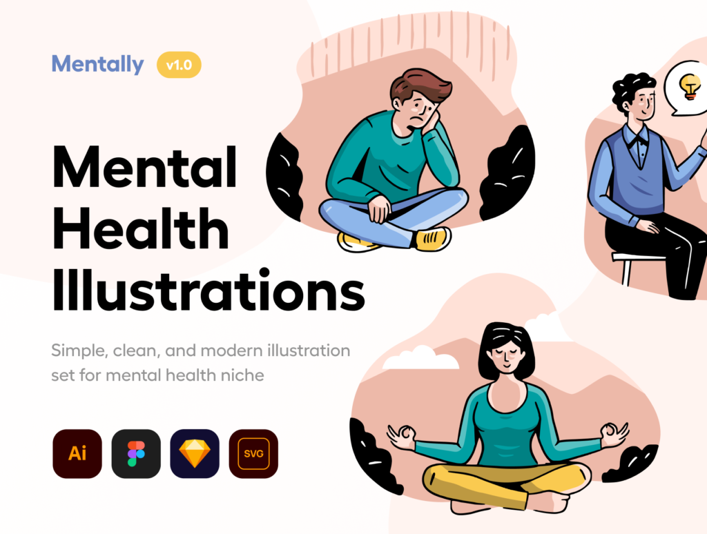 Mentally - Mental health Illustration Set