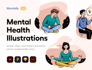 Mentally - Mental health Illustration Set