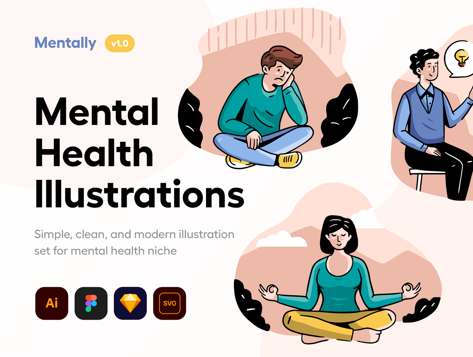 Mentally - Mental health Illustration Set