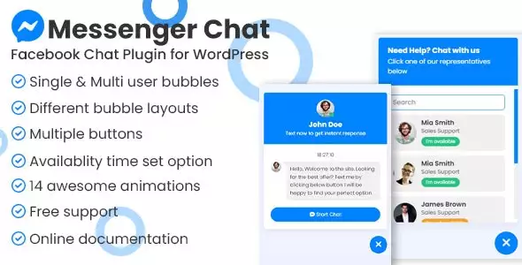 Messenger Chat Support WordPress Plugin 1.2.9 | Facebook Messenger Live Chat & Support Widget