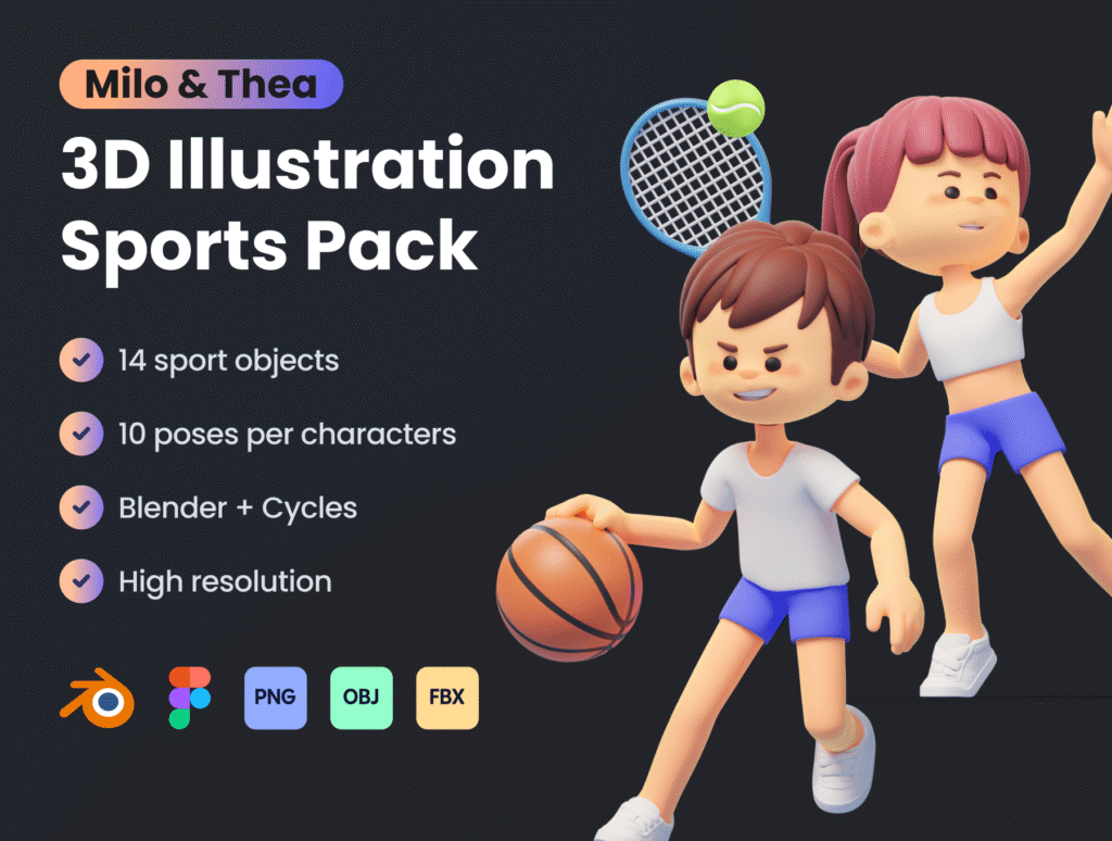 Milo & Thea: 3D Illustration Sports Pack