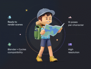 Milo & Thea: 3D Illustration Travel Pack
