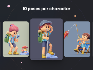 Milo & Thea: 3D Illustration Travel Pack