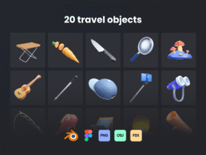 Milo & Thea: 3D Illustration Travel Pack