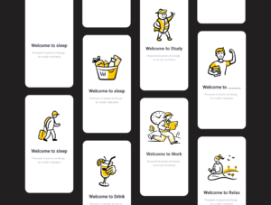 Minimal Life Scenes – Yellow Accent Doodles