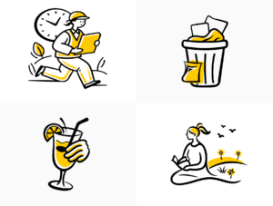 Minimal Life Scenes – Yellow Accent Doodles