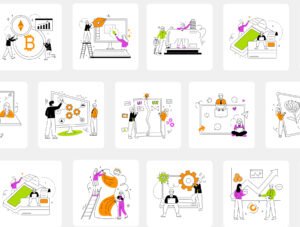 Modern Flat Illustrations of Teamwork Collaborative Projects