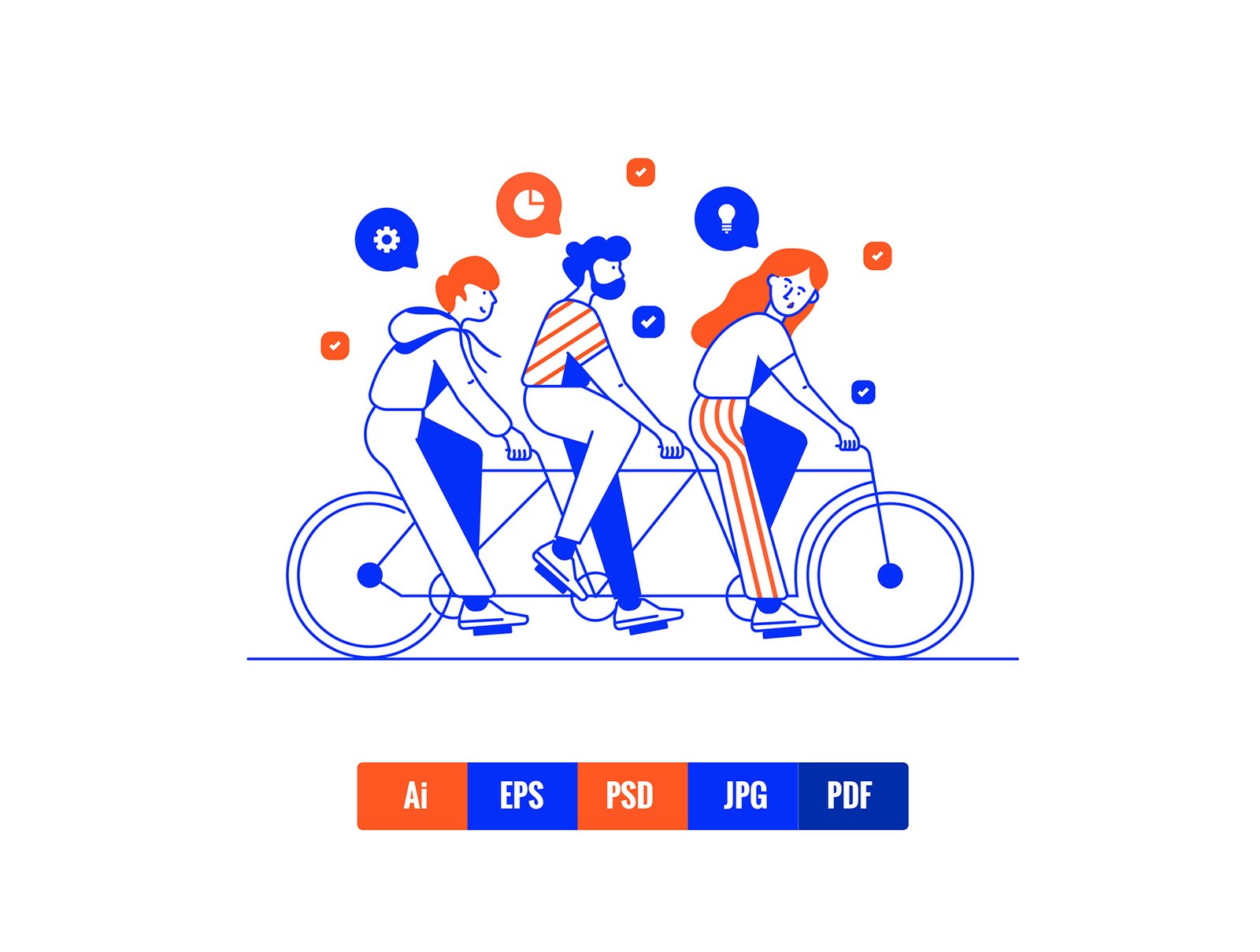 Modern Flat Line Business illustrations