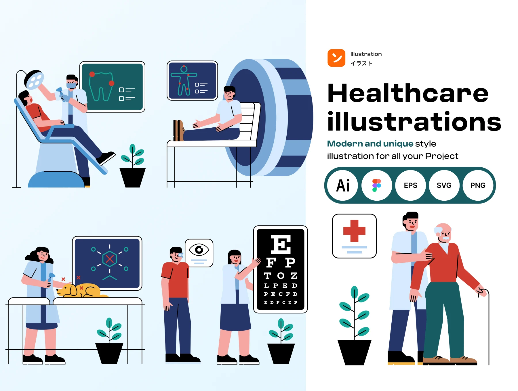 Modern Healthcare & Medical Illustration Pack