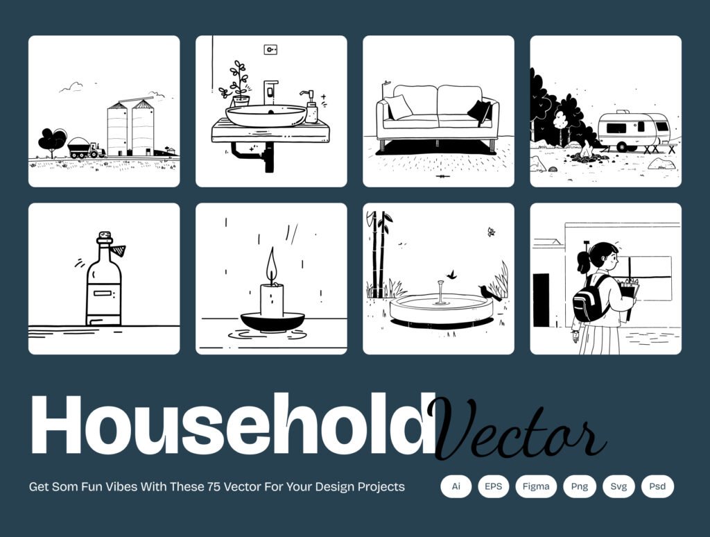 Modern Household & Everyday Objects Illustrations