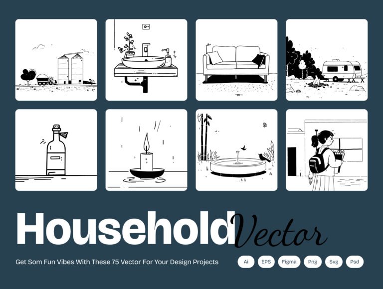 Modern Household & Everyday Objects Illustrations for Home & Lifestyle Apps