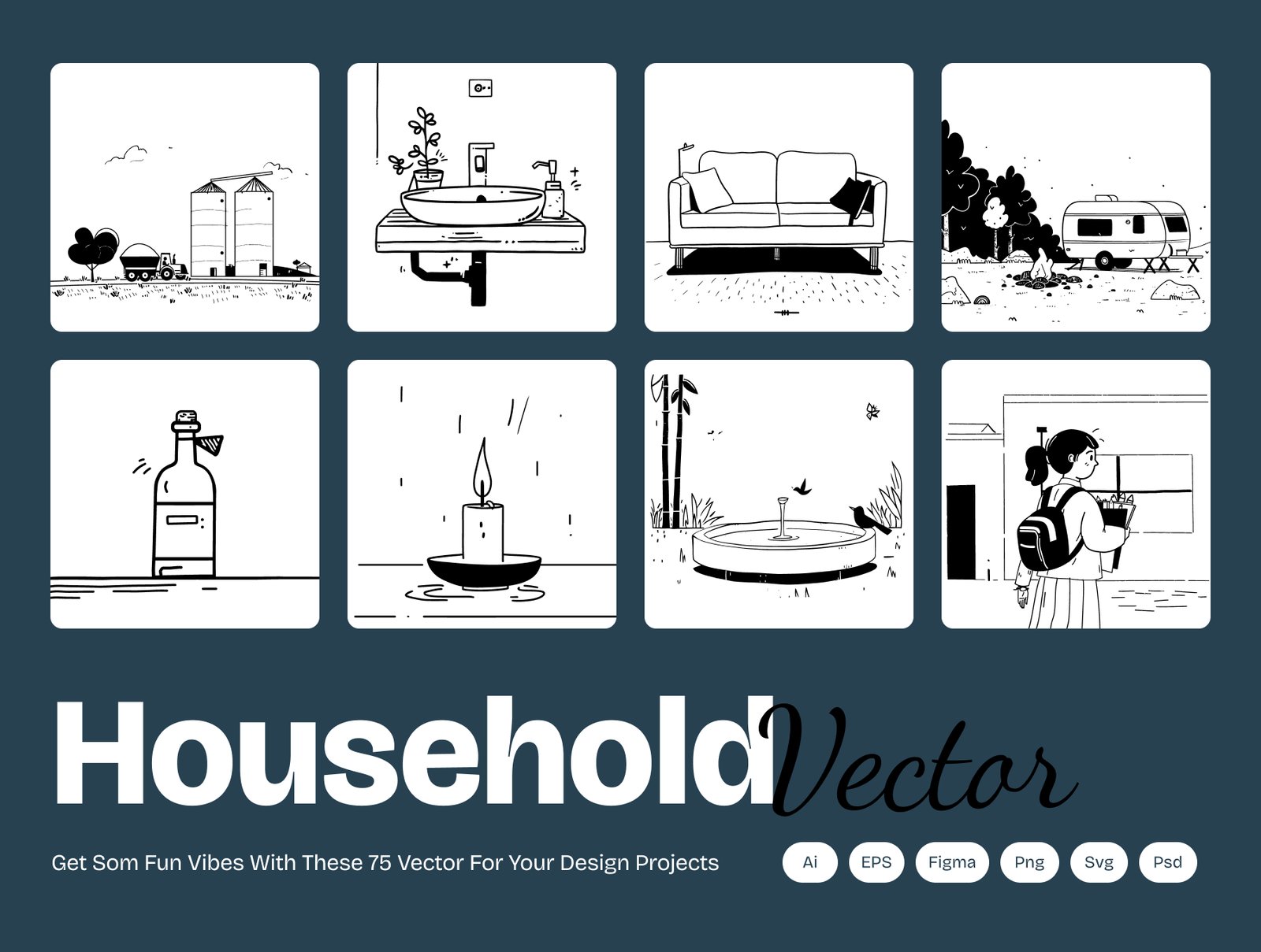 Modern Household & Everyday Objects Illustrations for Home & Lifestyle Apps