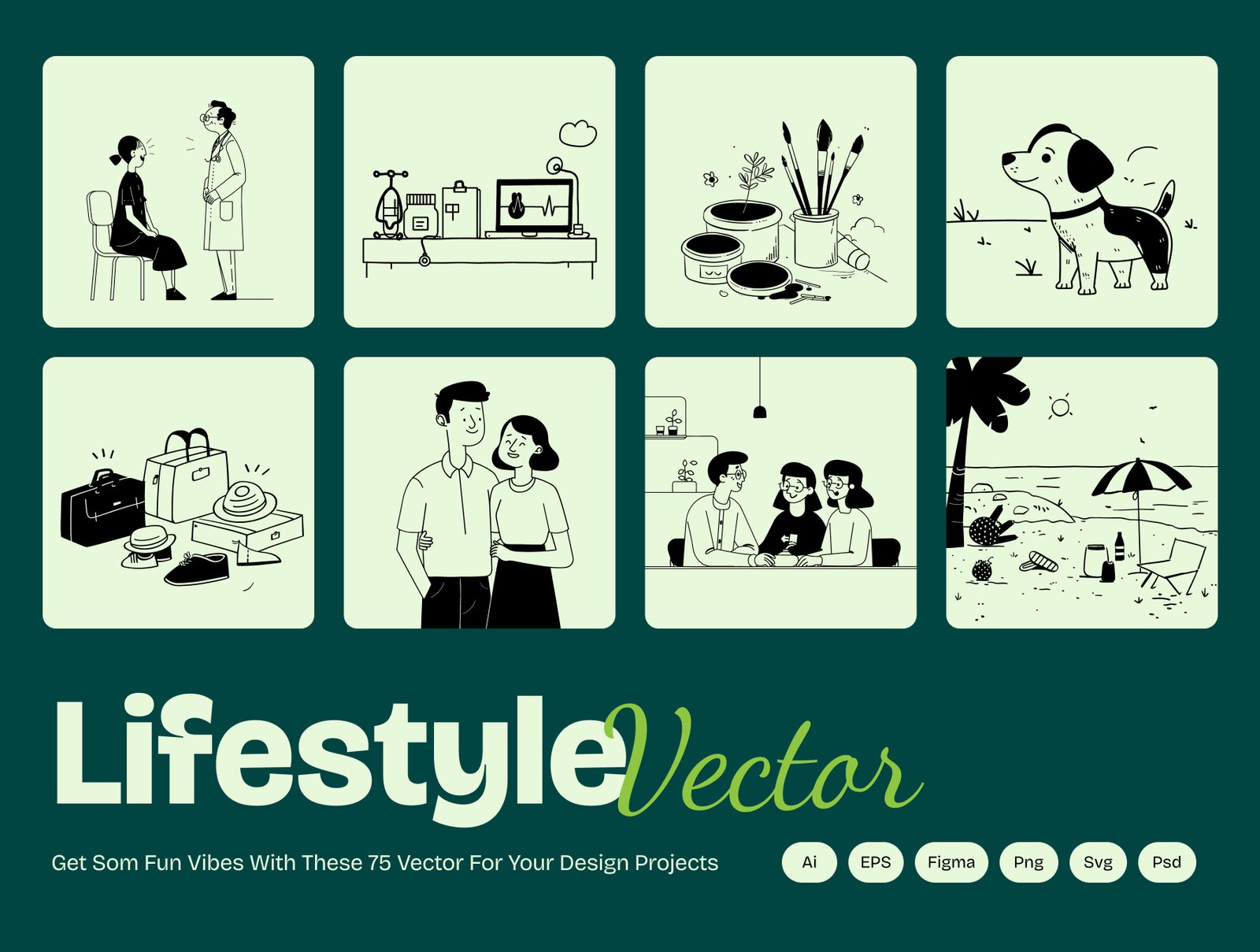 Modern Lifestyle Illustrations for Health, Travel & Everyday Living